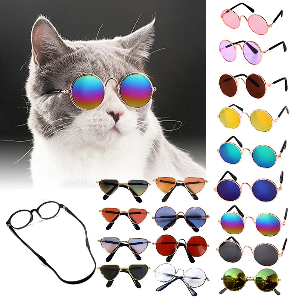 

Dog Sunglasses Cat Pet Products Lovely Vintage Round Reflection Eye Wear Glasses For Small Dog Cat Pet Photos Props Accessories