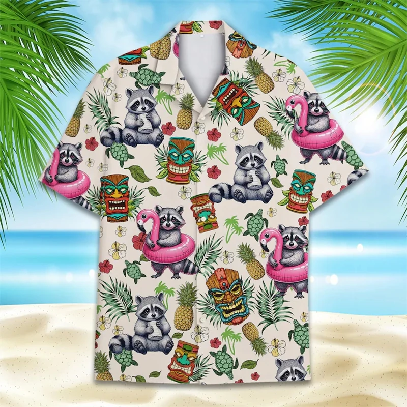 thumbnail image 1 of Camisa hawaiana divertida para hombre, sudadera playera con estampado de gato y música en 3D, camisa de manga corta de diseñador callejero, ropa para hombre de alta calidad, 1 of 5