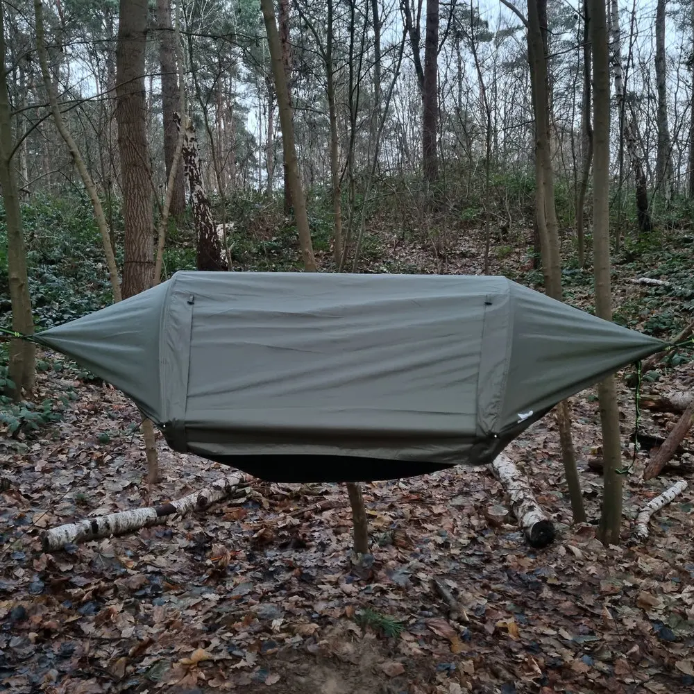 Hammock Waterproof with Rain Fly Bug Net and Storage Pocket for Sleeping Pad