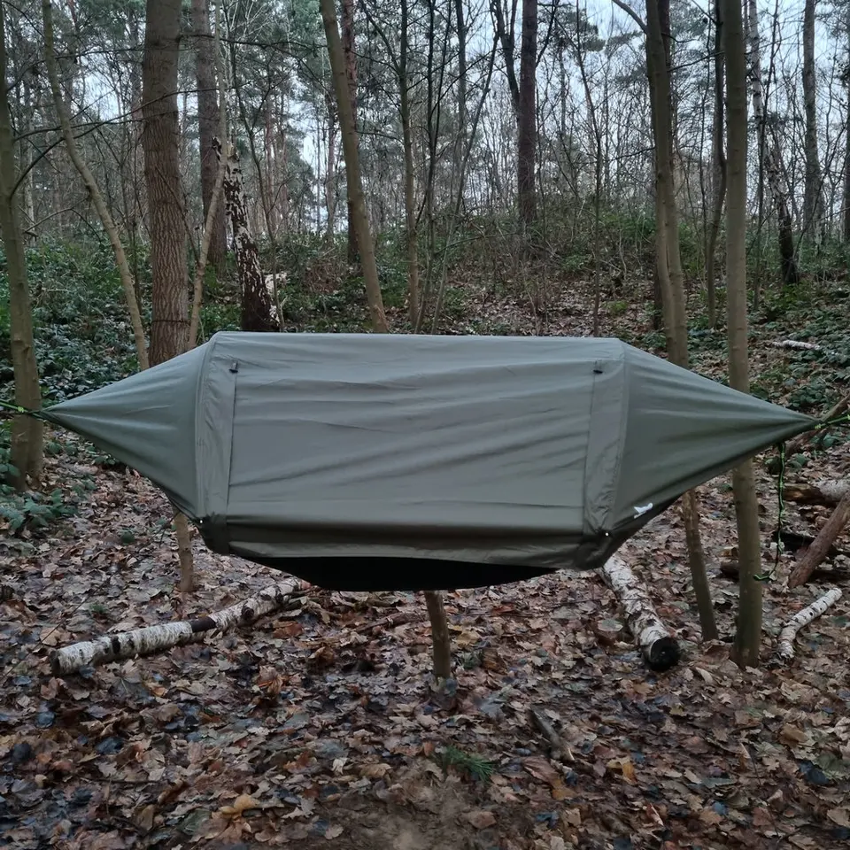 3-in-1 Camping Hammock Tent With Mosquito Net & Rain Fly - Lightweight Portable For Backpacking (Camo)