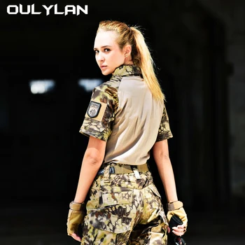 Oulylan Camouflage Shirts Summer Casual Training Shirts Tactical Shirt Hunting Clothes Combat Shirt Multicam Men Summer 4