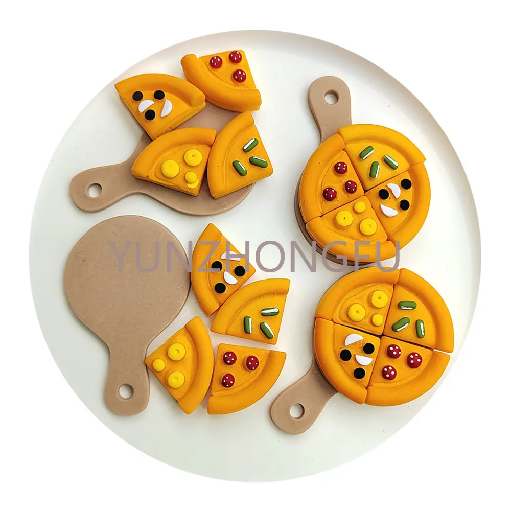 

Kawaii Resin Food Charms 3D Pizza With Pan for Doll House Kitchen Accessories