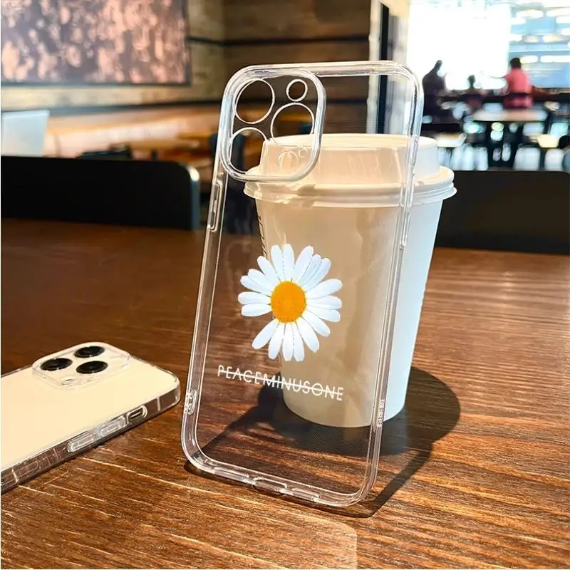 Little Daisy Shockproof Clear Phone Case with Screen Protector