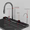 Dragon Honeycomb 304 Stainless Steel Kitchen Sink Big Size Embossed Knife Holder Piano Digital Display Waterfall Kitchen Sink 5