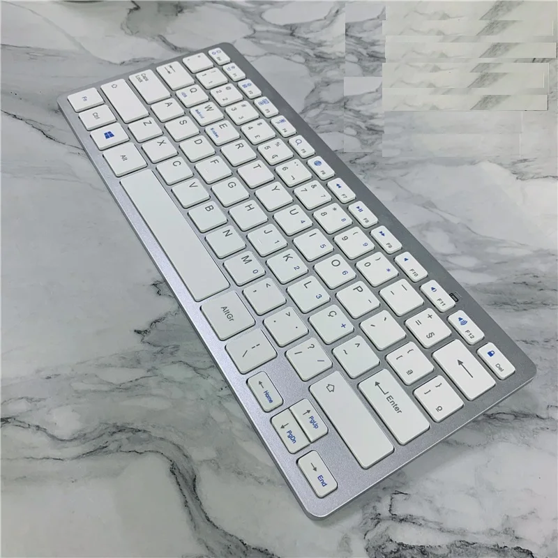 Mini clavier Bluetooth sans fil coréen 78 touches argenté pour ordinateur