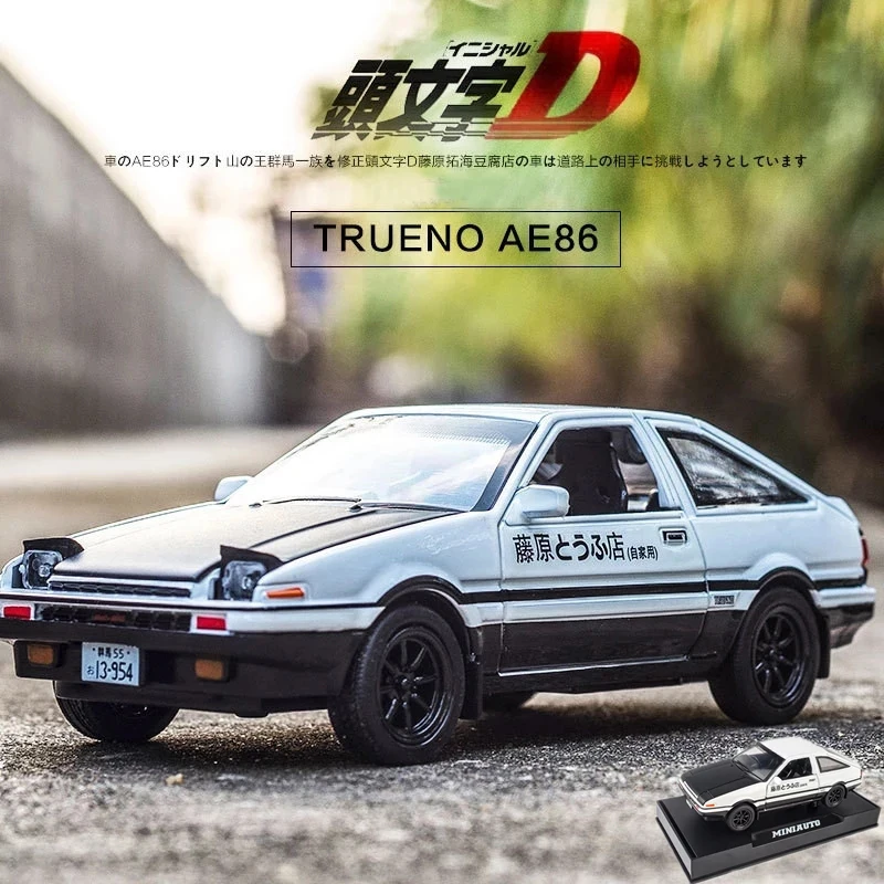 INITIAL D Toyota Corolla AE86 Alloy Car Models Toys With Pull Back Miniature Scale Model Metal Car Toy For Children Gift