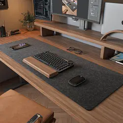 Large Dark Gray Felt Desk Mat - Premium Mouse & Keyboard Protector - 800*400mm (Black)