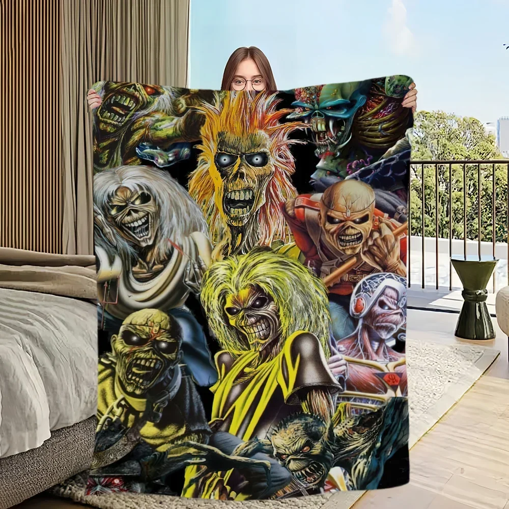 VIKAMA Iron Maiden Band Album Muster Decke Skelett Teufel Flamme Schwarze Wolken Weich Hautfreundlich Nicht verschützend Themenraum – Detail 5