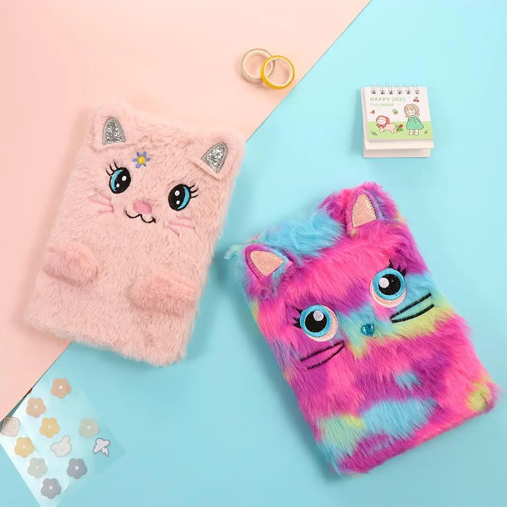 

Office Agenda Cat Design Cute Kawaii Books Panda Plush Notebook Fluffy Cover Cartoon Notebook Planner