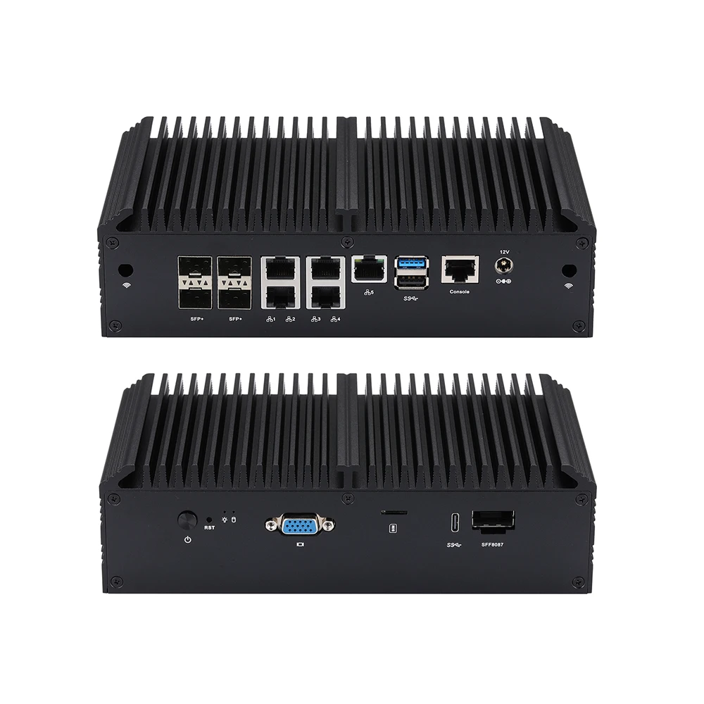 Mini PC Atom C3338R/ C3558R/ C3758R/ C3758 Onboard, 4x 10G SFP+/ 5x Intel 2.5G LAN/ Mini SAS/ console/ VGA,  Mini Server/ Router