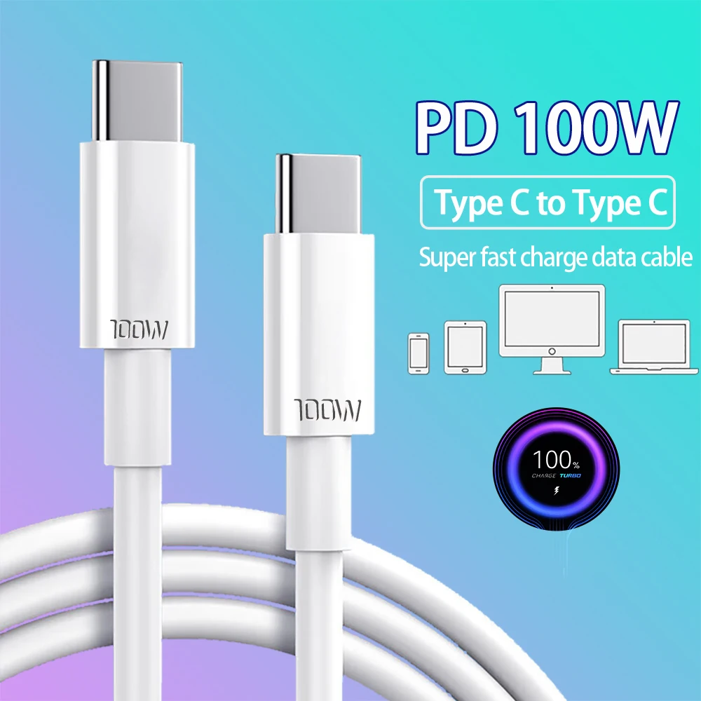PD 100W C타입에서 C타입 고속 충전 케이블, 삼성 샤오미 레드미 화웨이 OPPO 맥북 프로 아이패드 프로용 USB C ...
