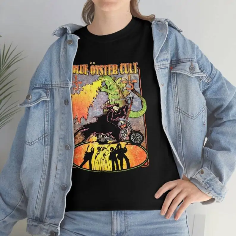 Blue Oyster Cult Band Poster By Night Poster Album Cover Shirt,Hard Rock Vintage Maniche Lunghe O Corte