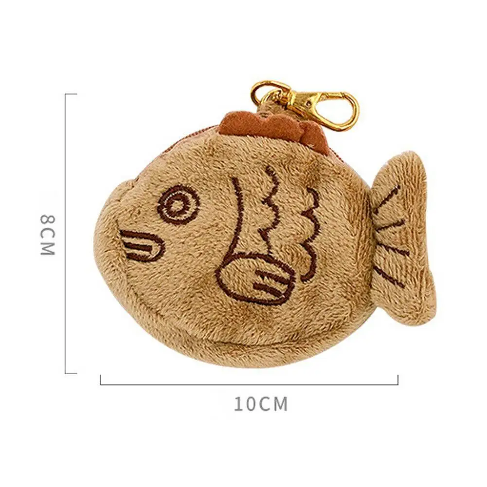 Plush Fish Doll Coin Purse Wrist Bag Mini Cute Zipper Girl Coin Wallet Headset Bag Convenient Small Capacity Storage Bag
