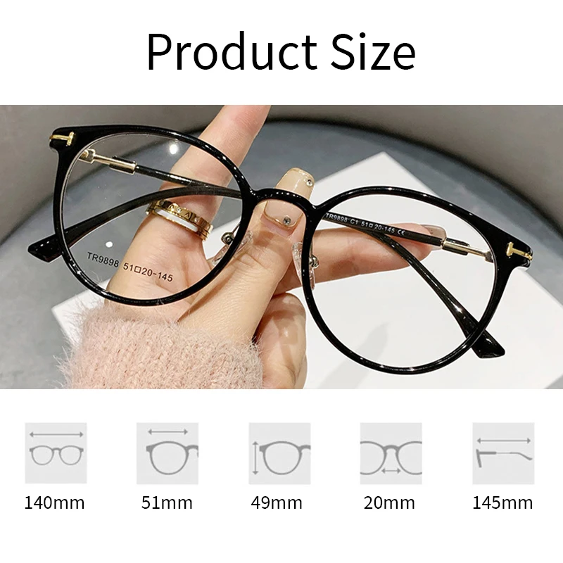 Optical Glasses Frames Men Women Retro Round TR90 Alloy