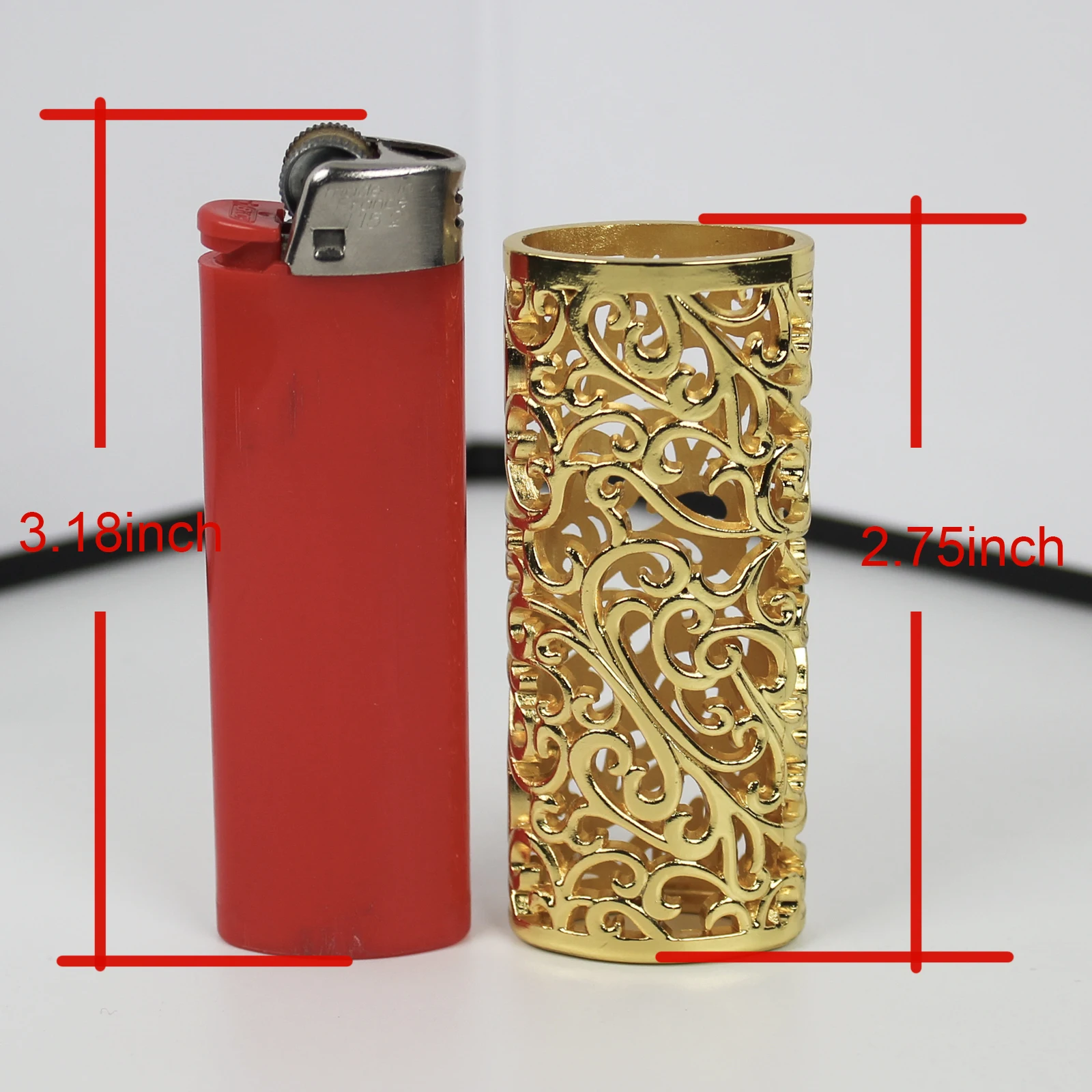 2 PCS Set Metal Lighter Case Cover Holder Vintage Unique Hollow Design For  BIC Full Size Lighter J6
