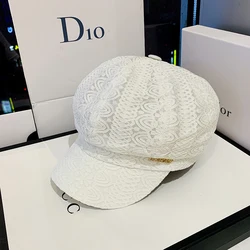 2023 New Best-selling Octagonal Hat Ladies Summer Japanese Lace Wild Beret Light and Breathable Outing Sunscreen Cap
