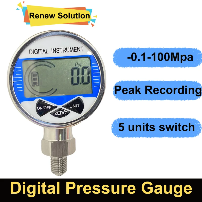 0-100Mpa Csutomized LCD Digital Hydraulic Pressure Gauge 60mm SS304 Oil Fuel Water Pressure Meter 40Mpa 6Mpa 100Kpa 500Kpa