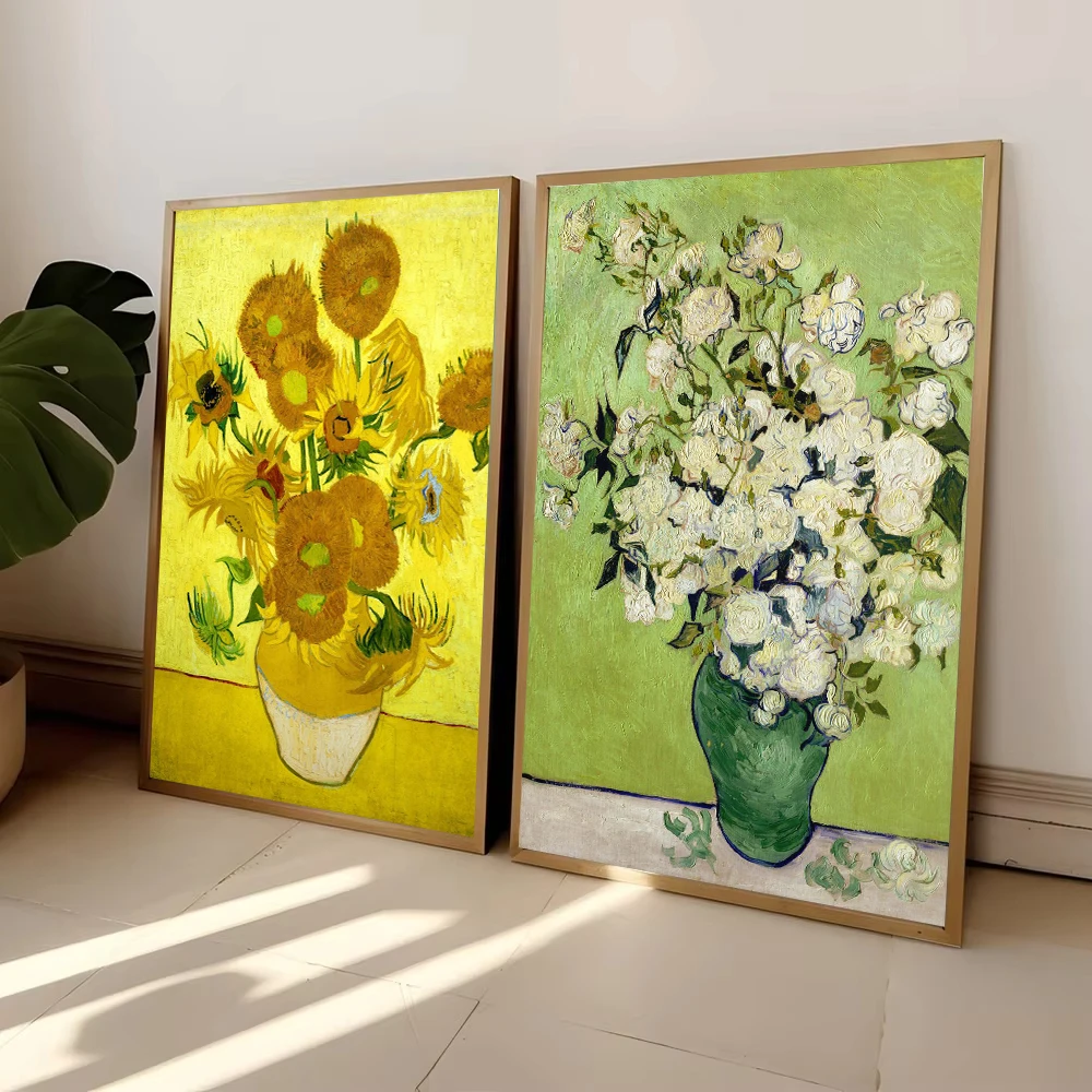 Van Gogh Canvas Art Print – Starry Sky & Irises Wall Decor Gift