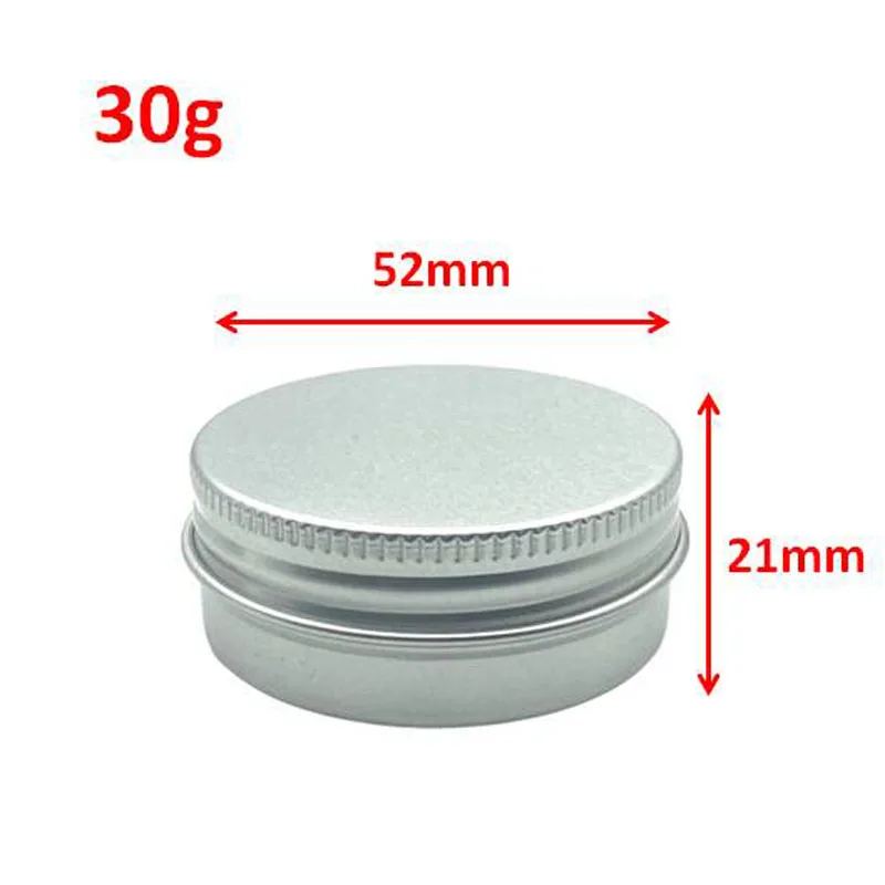 Set of 10 Silver Aluminum Screw Top Tins