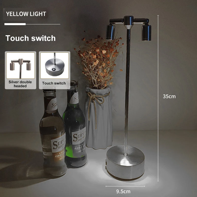 Metal Desk Lamp Household Bedroom/study/restaurant Rechargeable Cordless 2-levels Brightness Home Accessories Led Table Lamp 3