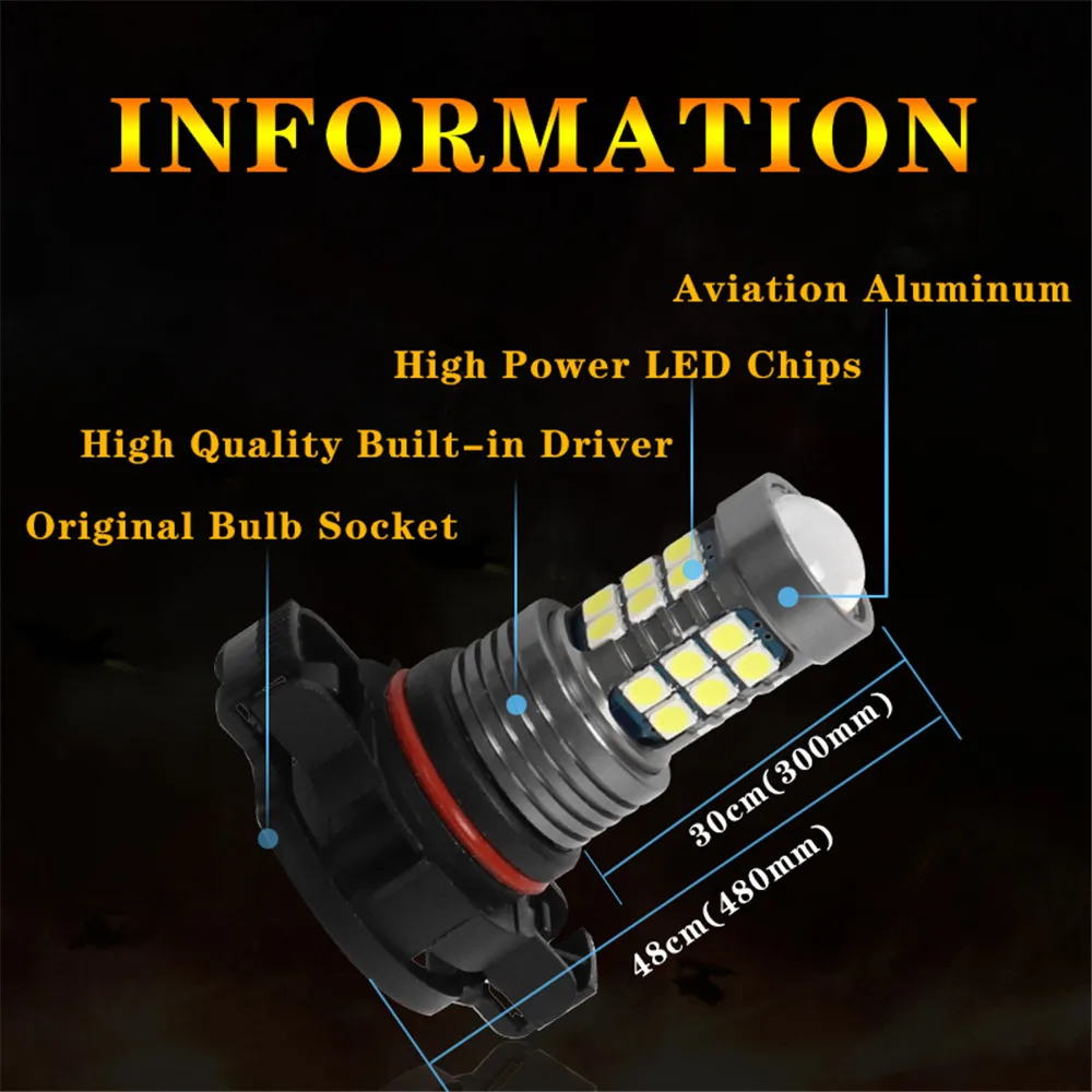 LED Car Light Front Bulb Fog Lamp 2X 2504 PSX24W 12276 For Peugeot 2008 2013 2014 2015 Accessories led bulb led fog light led light fog and headlight bulbs