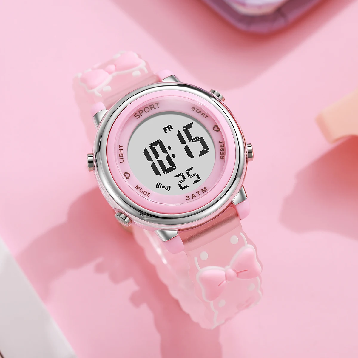 لطيف الوردي القوس الحب الأزياء سيليكون حزام الرياضة الرياح الإلكترونية ووتش لهدايا عيد الميلاد وهالوين