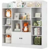 White Kids Bookshelf, Kids Bookcase with 11 Cubbies and 2 Cabinets, Freestanding Book Storage Shelves for Bedroom, Playroom 6