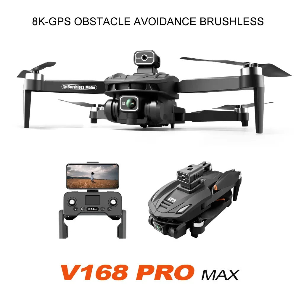 New V168 8K optical flow drone GPS OA positioning aerial camera FPV wide-angle shooting brushless drone RC children's toys