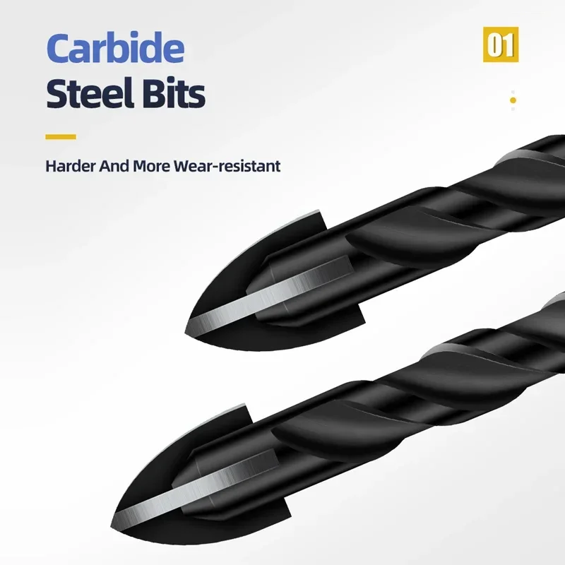 Drill Bit Set 3 4 5 6 8 10 12mm Cross Hex Tile Drill Bit Glass Concrete Ceramic Tile Hole Opener Tunsten Carbide Hard Alloy Bits