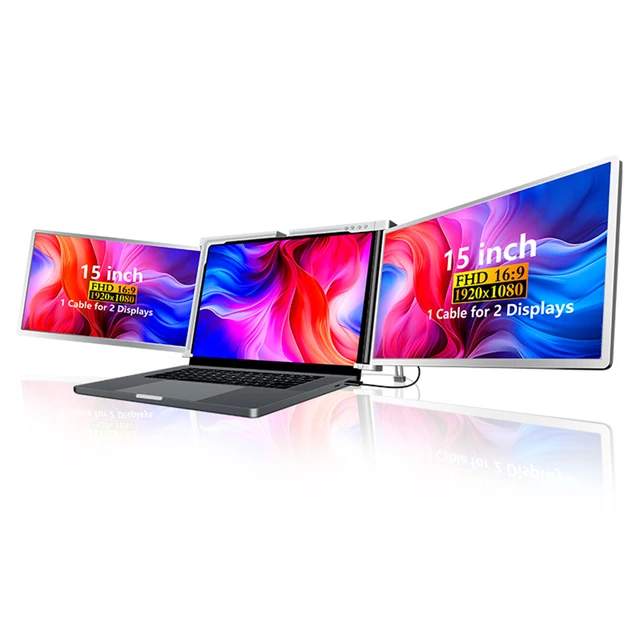 15 inches Laptop Expansion Screen FHD Portable Tri-screen Monitor for 2 Displays for Windows, MacOS for 15-17.3 inch Laptop