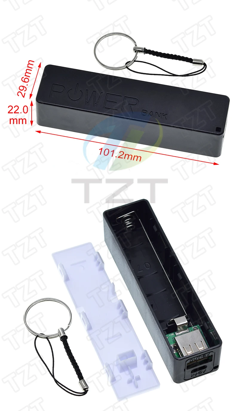 Close view of USB ports on the power bank case