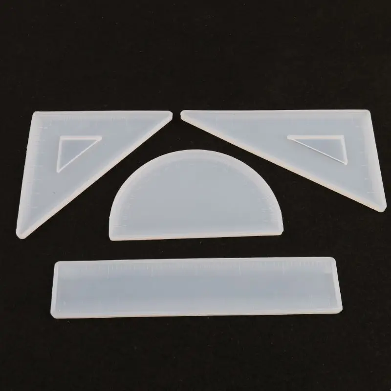 

4 Types Ruler Resin Mold Stationery Straightedge Protractor Triangular Rule