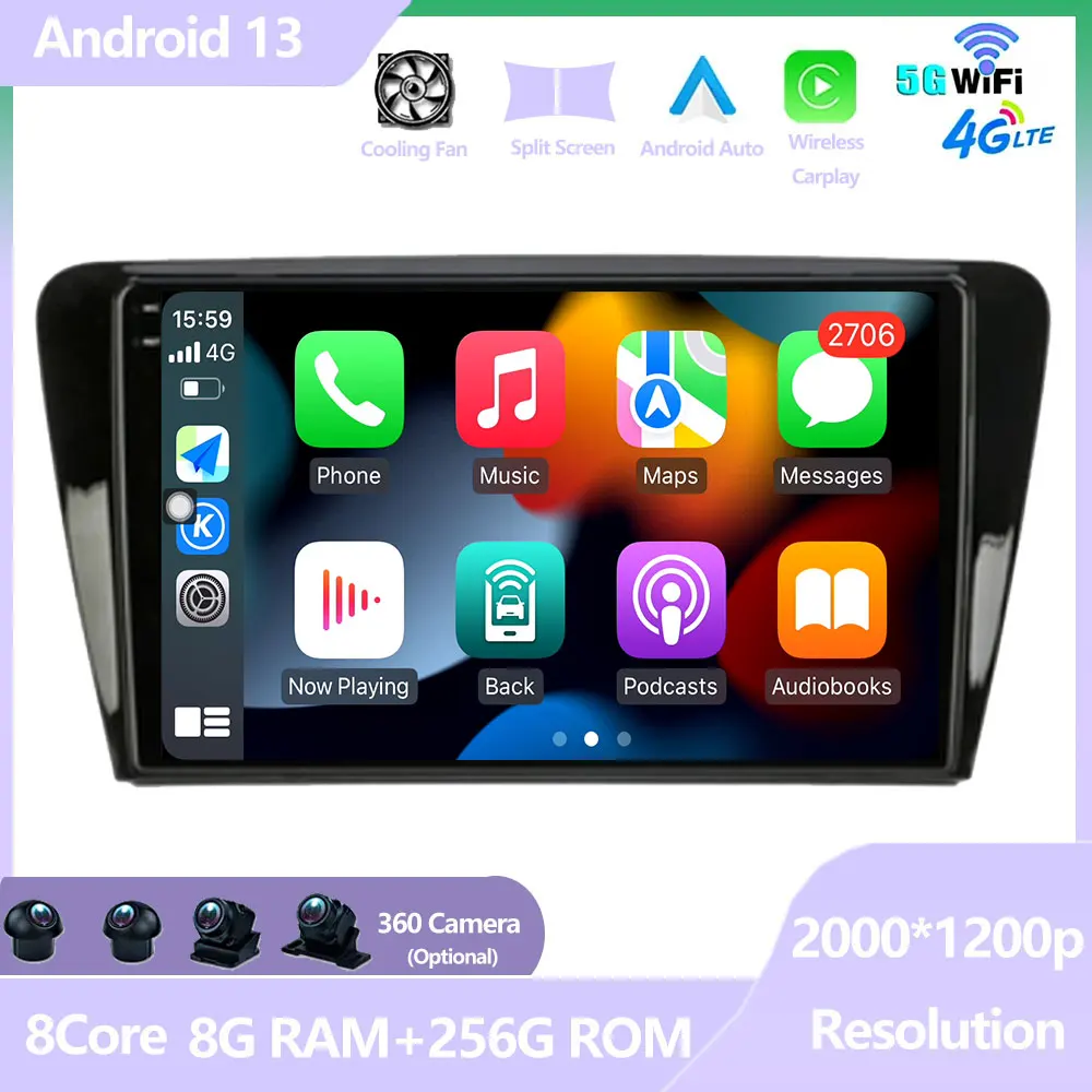 

Car Navigation Screen Android 13 For Skoda Octavia 3 A7 2013 - 2018 Auto Radio Stereo Video Player WIFI DSP 4G LET Carplay 2 din