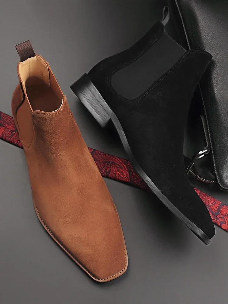 

Autumn and Winter New British Chelsea Boot Men's Leather Suede Boots High Top Men's Shoes