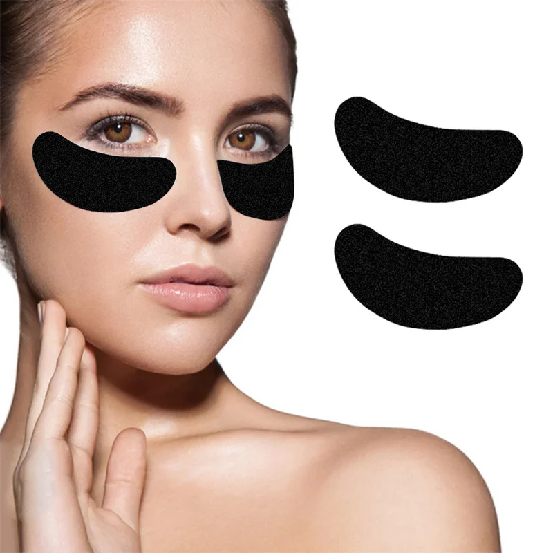 50pairs Padding UV Black Patches for Eyelash Extension Eye Gel Pads Hydrogel Isolate UV rays Paper Stickers Wraps Makeup Tools