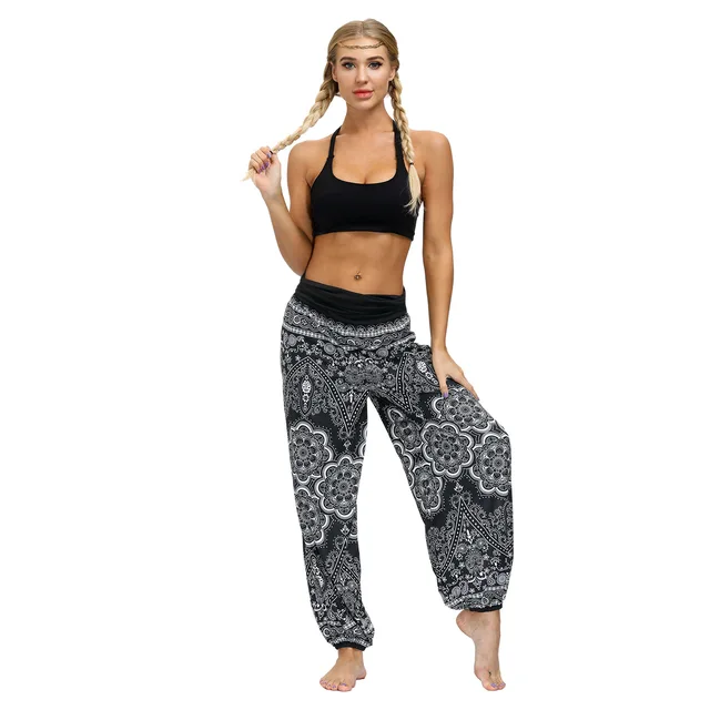 Casual pants women's summer elephant digital printing plus size women's elastic waist bloomers gym clothes yoga pants women YEX011