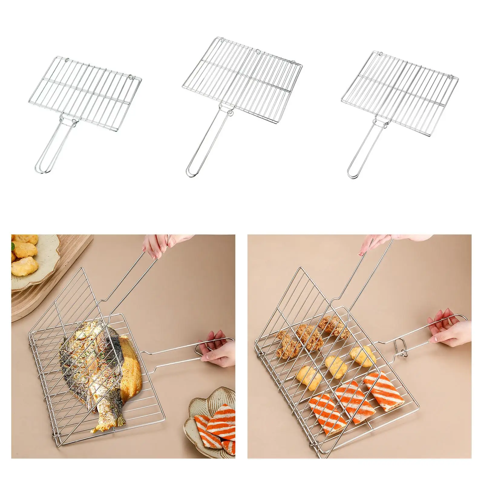 Grill Basket Grilled Fish Clip Portable Foldable Durable Lightweight Barbecue Rack BBQ Fish Grilling Basket for Gifts Camping