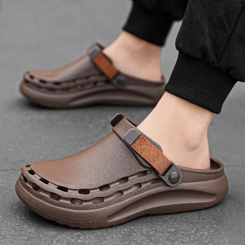 Quick-Dry EVA Solid Color Mens Sandals Fashion Trendy Lightweight Outdoor Travel Essentials Beach Shoes Casual Men’s Slippers