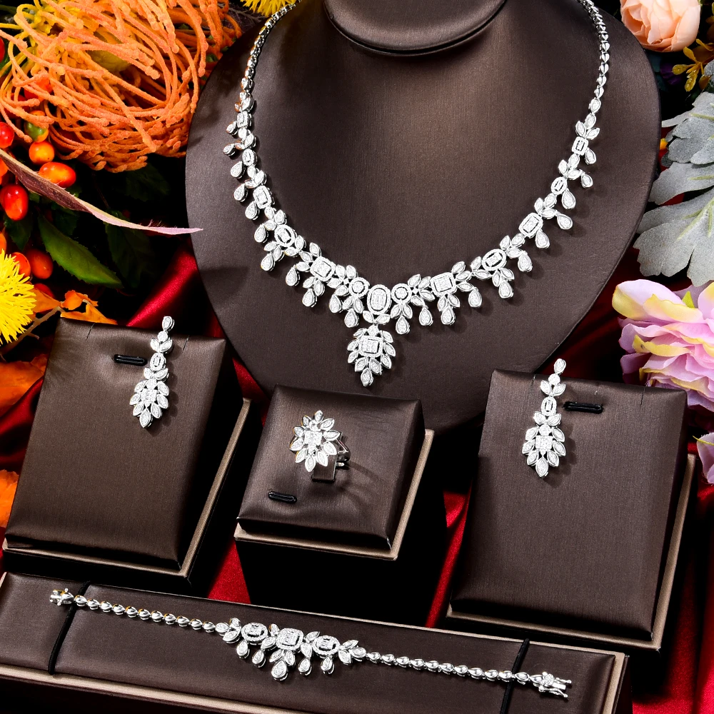 

GODKI New UAE Square Charms 4PCS Bridal Jewelry Set For Women Wedding Cubic Zirconia Dubai Indian jewelry Sets