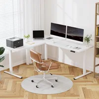 71 x 63 Inch Electric Height Adjustable Corner Desk, Sit Stand Computer Workstation, Preset Controller, Home, Office Desks 1