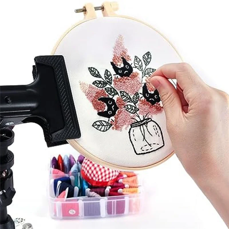 1 Piece Embroidery Hoop Holder Metal Rotating Adjustable Embroidery Holder Hoop For Projects