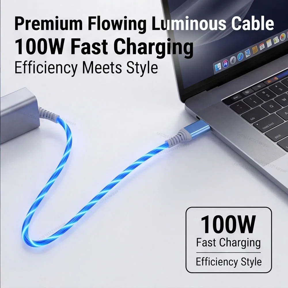 Luminous USB Fast Charging LED Cable - 5A Micro Type C