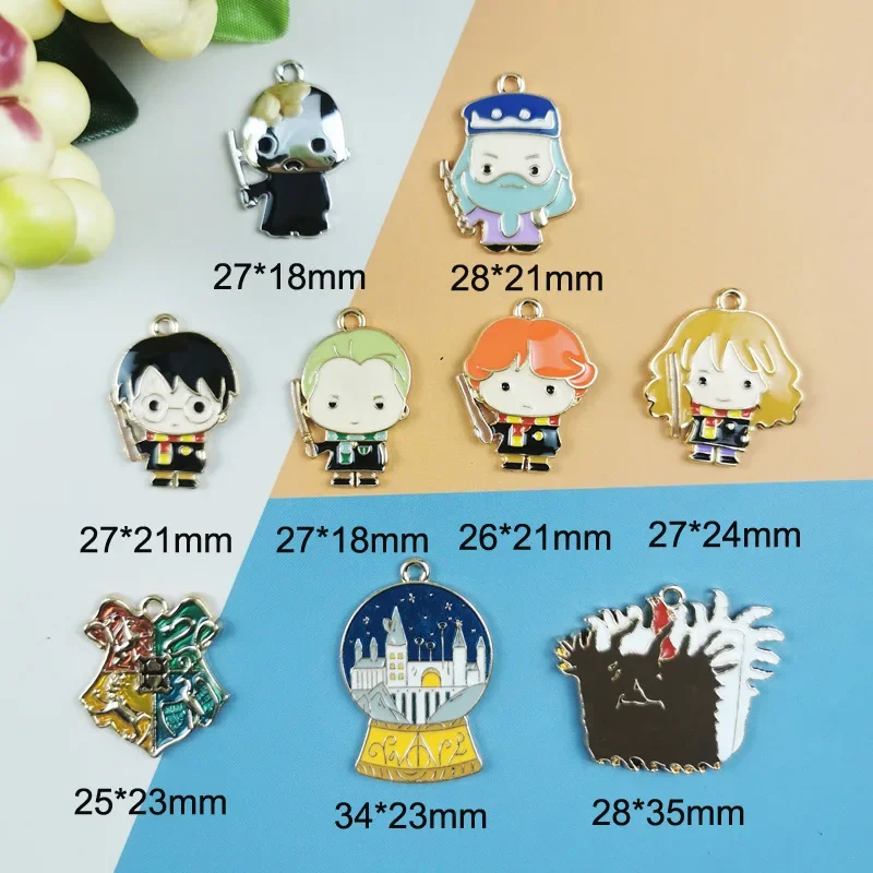 Cartoon Harry Potter Collection Charms In Metallo Anime Figure Hermione Voldemort Braccialetto Fai Da Te Ciondolo 9 3/4 Neacklace Gioielli Regalo