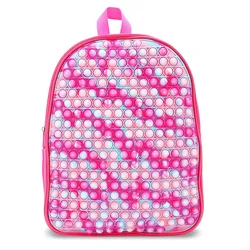 Sac à dos rose avec pompon pour garçons et filles, 15.75 pouces, sac à bandoulière, Push Bubble, jouet sensoriel, fournitures scolaires, cadeaux pour élèves 