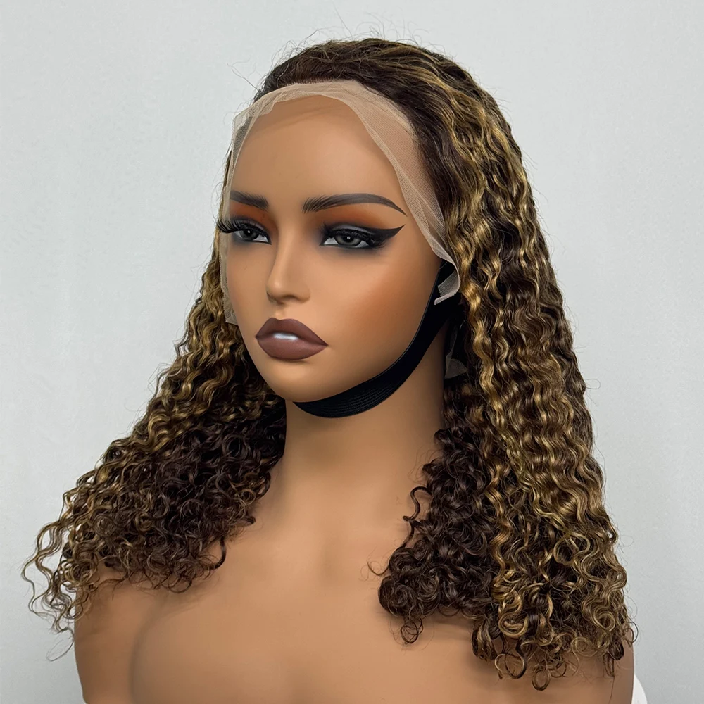250% Density Highlight 20 Inches Water Wave Curl Human Hair Wig 13x4 Transparent Lace Frontal Brazilian Hair Wig for Black Women