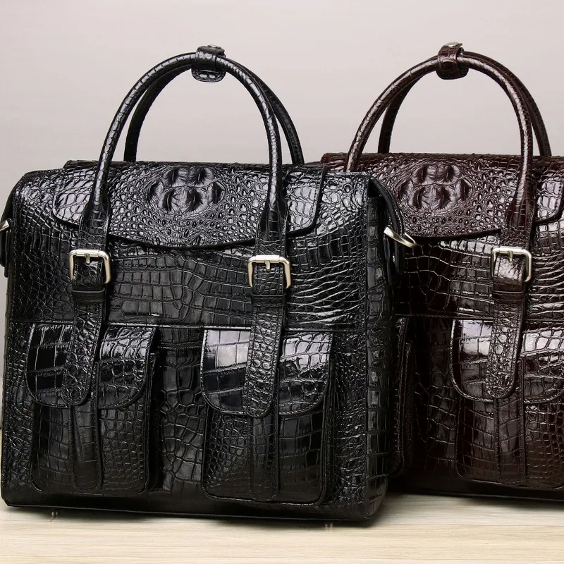 

Genuine Leather Men's Briefcases Messenger Document Work Pattern Luxury Bag Capacity Shoulder Business сумка мужская портфель
