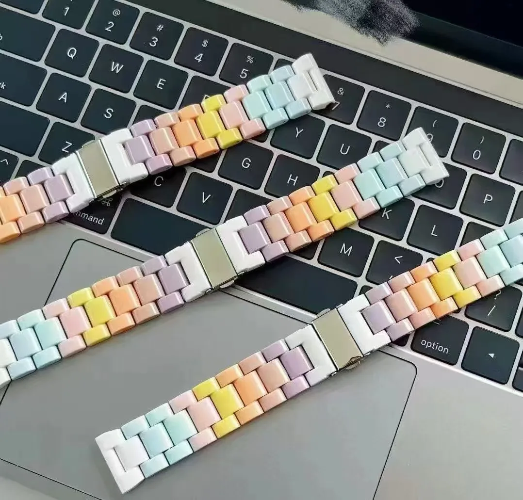 Rainbow Transparent Resin Watch Band Bracelet Accessory