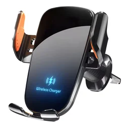Wireless Fast Charging Car Phone Holder with Manual Clamping (Black)