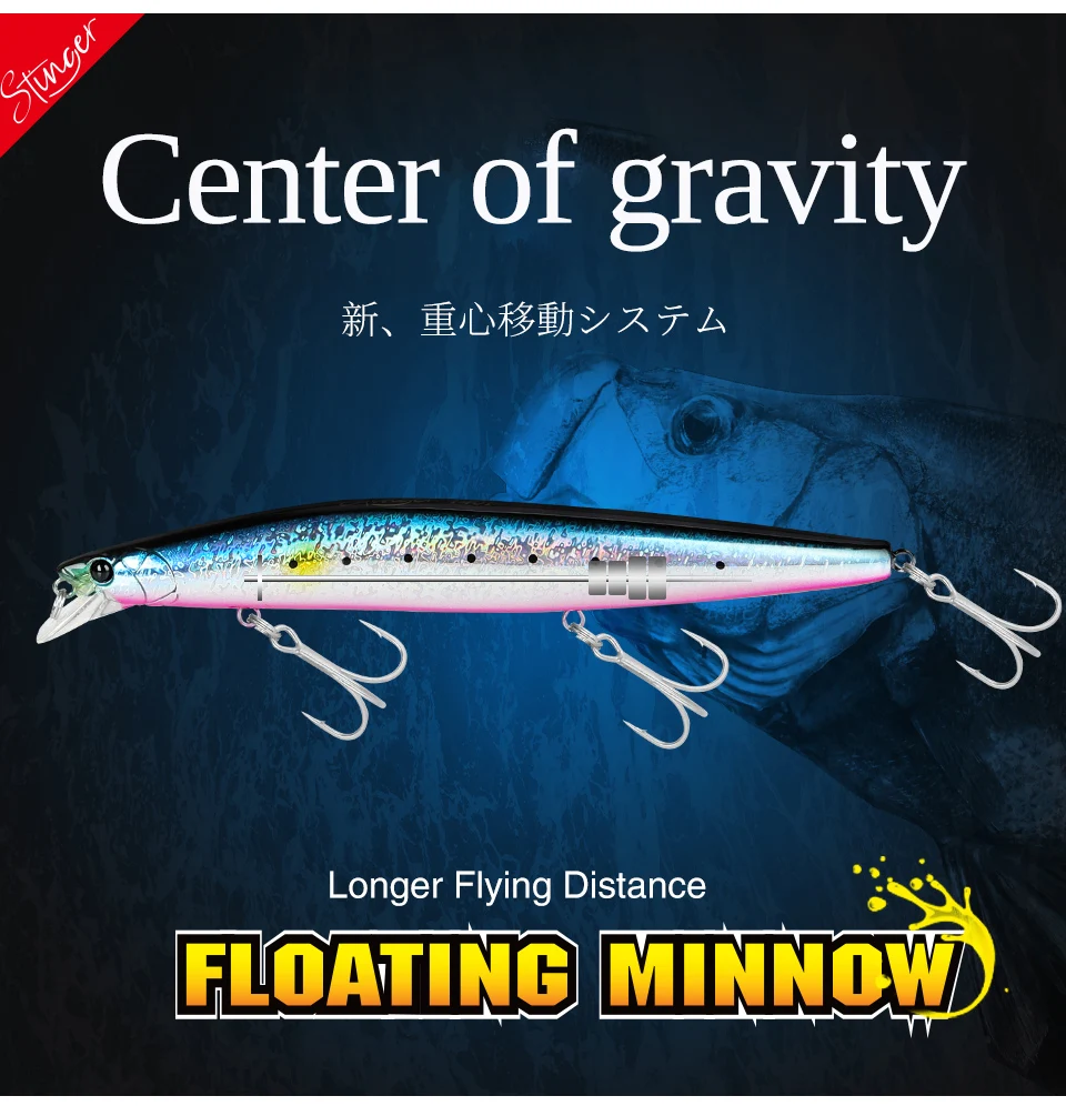TSURINOYA 140F Ultra-Long Casting Floating Minnow STINGER 140mm 24g Künstlicher großer harter Köder Gewicht Meeresangelköder – Detail 7