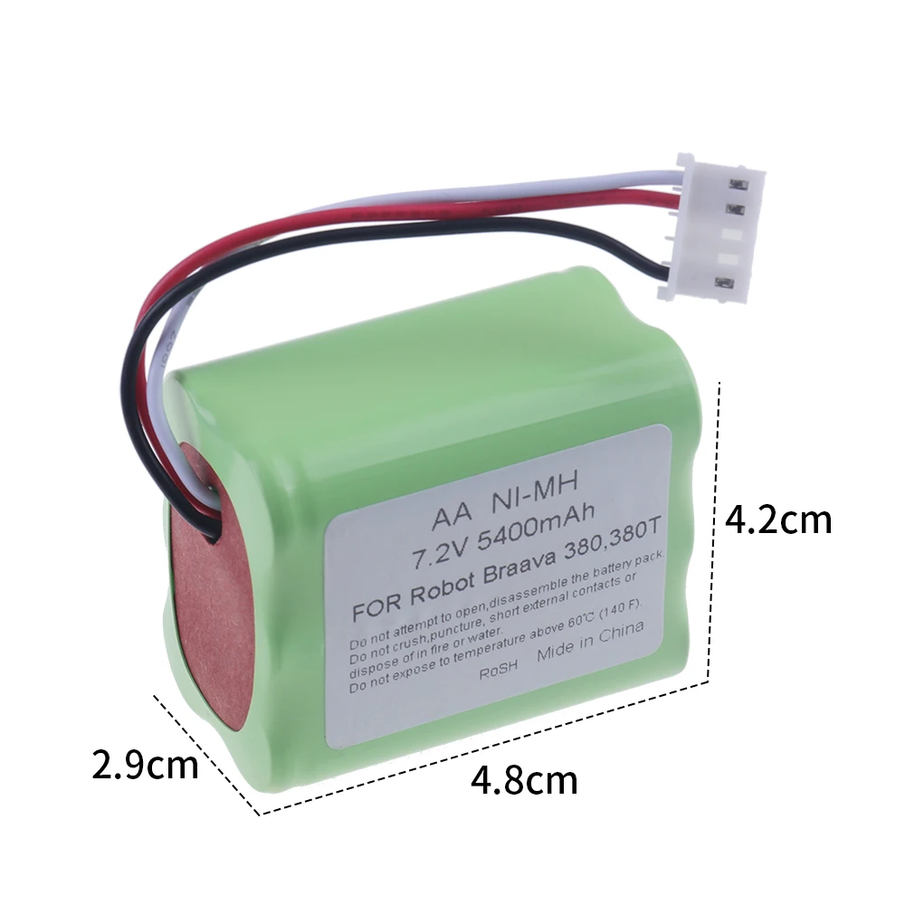 Rechargeable Battery Vacuum Cleaner Battery Battery Replacement Power Tool Battery 7.2V NI-MH 5400mAh Battery For iRobot Braava 380T 380 390T Mint 5200 5200B 5200C Vacuum Cleaner upgraded 3000MAH NI-MH Battery rechargeable battery vacuum cleaner battery battery replacement power tool battery